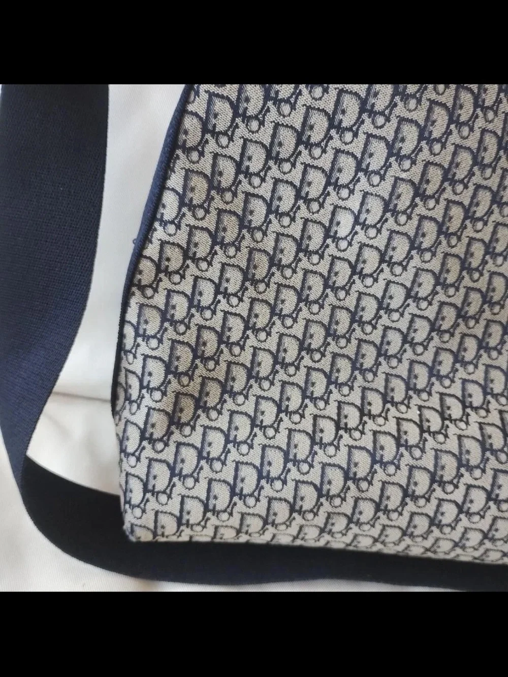 Dior Gray and Navy Oblique Logo Crossbody Messenger Bag